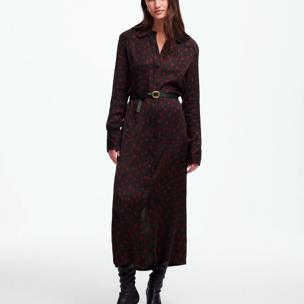 Madewell- Petite Button-Front Midi Shirtdress in Floral